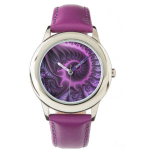 Reloj De Pulsera Resumen Vivid Guay Pink Purple Fractal Art Spiral