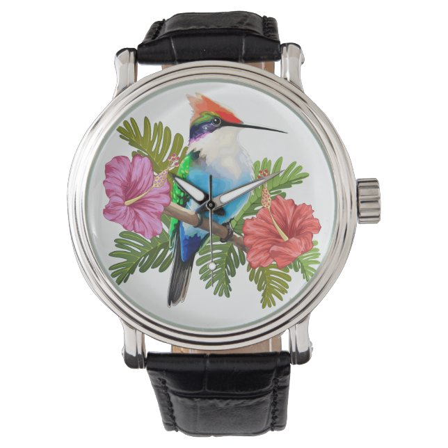 Reloj De Pulsera Resurgimiento de colibríes e Hibiscuses (Anverso)