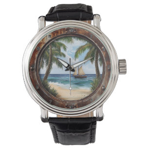 Reloj De Pulsera Retiro Costero de Ventana Náutica Playa Rústica