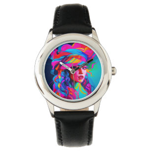 Reloj De Pulsera Retrato abstracto vibrante