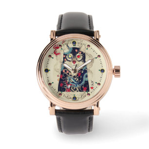 RELOJ DE PULSERA RETRATO CAT DE SAMURAI CON TATUAS SERPENT