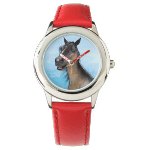 Reloj De Pulsera Retrato de Arte de Caballo con Sonrisa Divertida