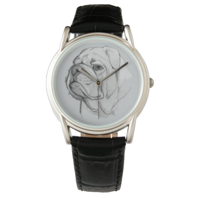 Reloj De Pulsera Retrato de bulldog dibujado a mano (Anverso)