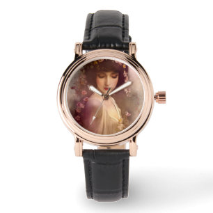 Reloj De Pulsera Retrato de estilo vintage de hermosa mujer floral