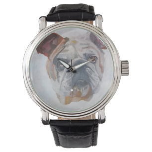 Reloj De Pulsera Retrato de Mascota artístico de Bulldog estadounid