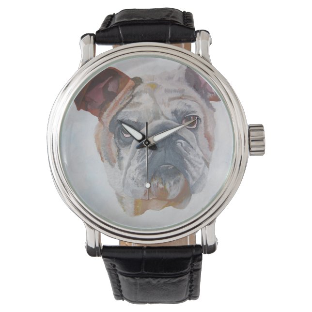 Reloj De Pulsera Retrato de Mascota artístico de Bulldog estadounid (Anverso)