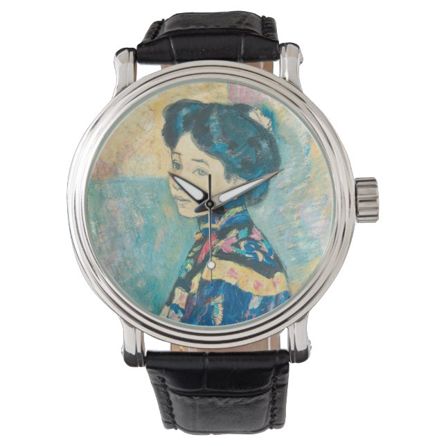 Reloj De Pulsera Retrato de mujer japonesa (por Fujishima Takeji) (Anverso)