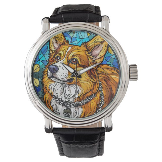Reloj De Pulsera Retrato de perro Corgi (Anverso)