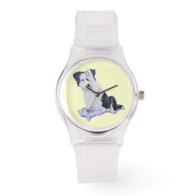 Reloj De Pulsera retrato de perro pintura de un lindo collie de fro (Anverso)