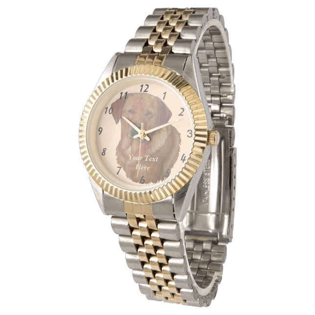 Reloj De Pulsera retrato de perro recuperador de labrador rojo raro (Angular)