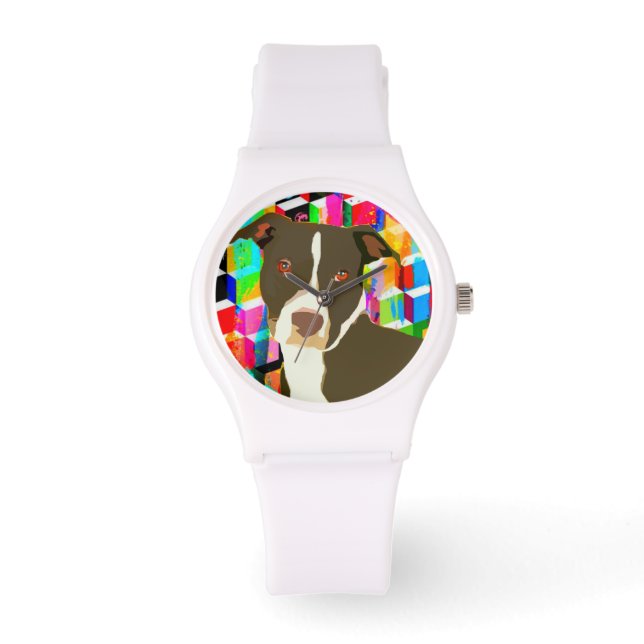 Reloj De Pulsera Retrato de Pitbull Pop Art (Anverso)