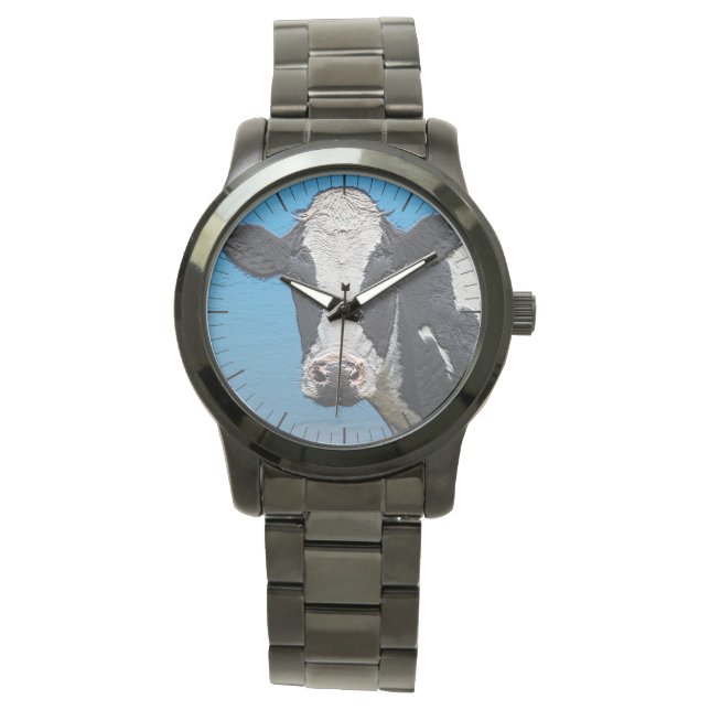 Reloj De Pulsera Retrato de vaca feliz (Anverso)