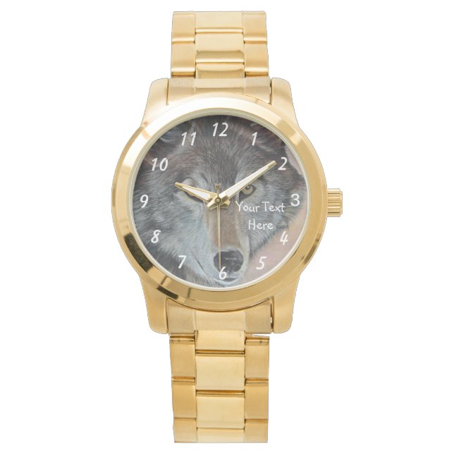 Reloj De Pulsera retrato de vida salvaje de lobo gris (Anverso)