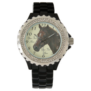 Reloj De Pulsera retrato del caballo equino del marrón del arte de