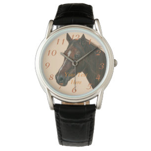 Reloj De Pulsera retrato del caballo marrón equino del caballo de