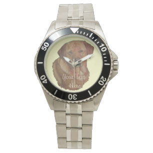 Reloj De Pulsera retrato del perro de oro rojo raro del labrador