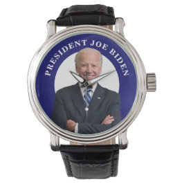 Reloj De Pulsera Retrato del presidente Joe Biden sobre el azul
