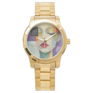 Reloj De Pulsera Retrato en el surrealismo de bloques de color