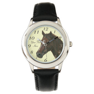 Reloj De Pulsera retrato equino del caballo del marrón de la yegua
