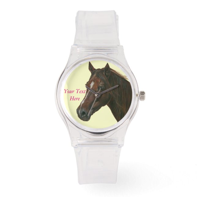 Reloj De Pulsera retrato equino del caballo marrón de la yegua de c (Anverso)