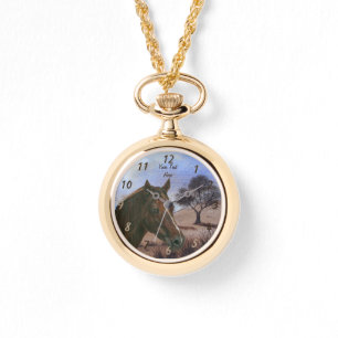 Reloj De Pulsera retrato equino escénico mare de castaño caballo 