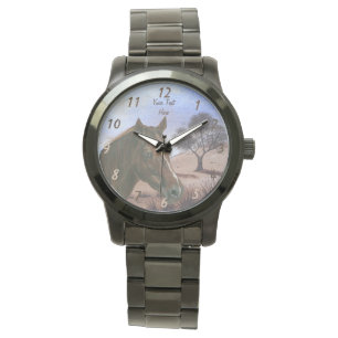 Reloj De Pulsera retrato equino escénico mare de castaño caballo 