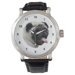 Reloj De Pulsera Retrato fotográfico del mascota del perro Pug