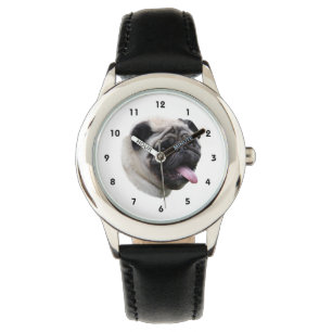 Reloj De Pulsera Retrato fotográfico del mascota del perro Pug