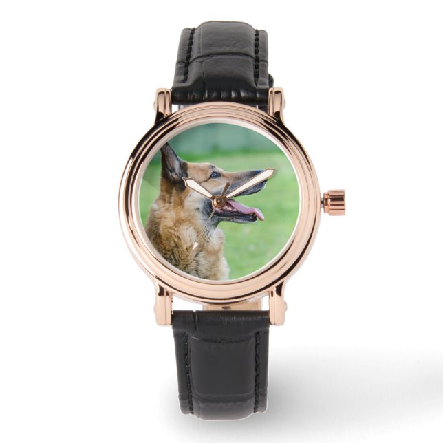 Reloj De Pulsera Retrato lateral de Pastor Alemán (Anverso)