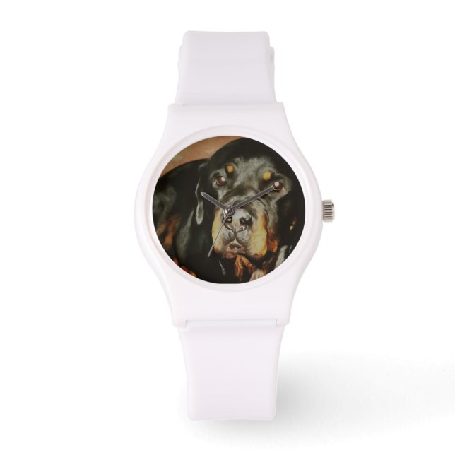 Reloj De Pulsera Retrato Mascota de Rottweiler Lover (Anverso)