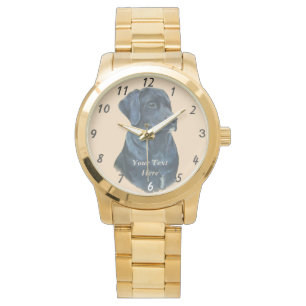 Reloj De Pulsera retrato parecido a la vida del perro labrador negr