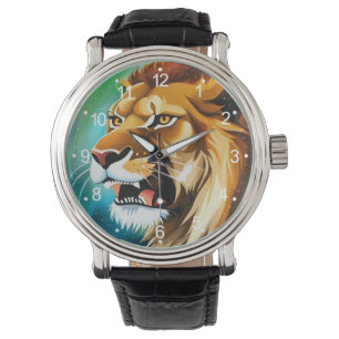 Reloj De Pulsera Retrato posado en el lado del león, de color rojo-