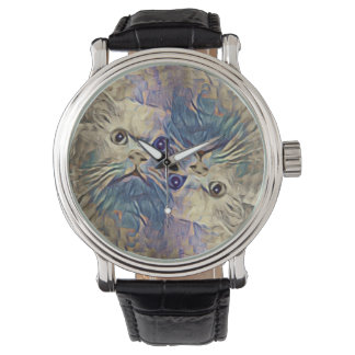 Reloj De Pulsera Retrato surrealista de gatos turcos ... mirar