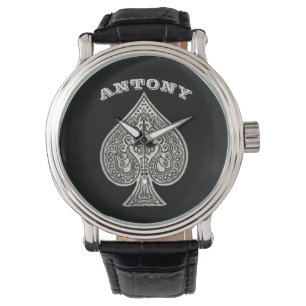 Reloj De Pulsera Retro Ace Artístico De Póquer De Espadas Personali