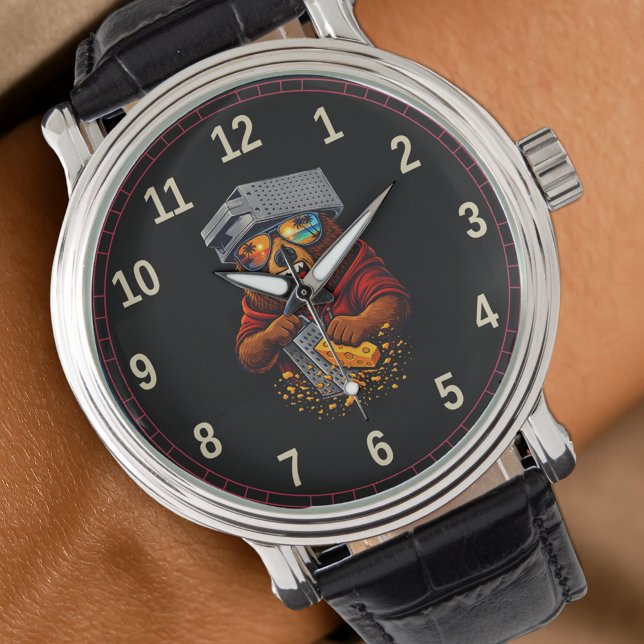 Reloj De Pulsera Retro Bear With Cheese Grater Hat and Sunglasses (Subido por el creador)