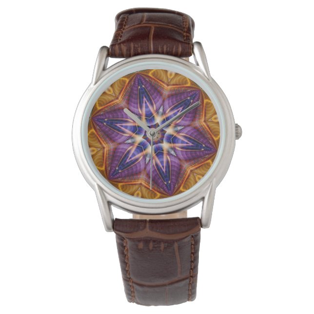 Reloj De Pulsera Retro Boho Bohemie Hippie Trippy Rosette Mandala (Anverso)