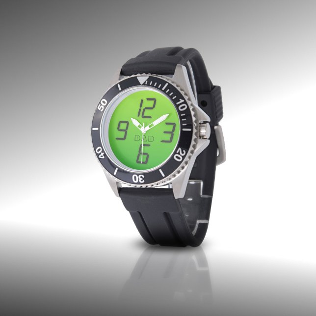 Reloj De Pulsera Retro Faux Digital Dad Monogramado Watch (Subido por el creador)