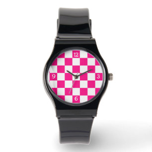 Reloj De Pulsera Retro geométrico geométrico blanco rosado controla