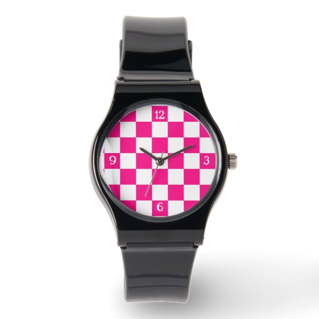 Reloj De Pulsera Retro geométrico geométrico blanco rosado controla (Anverso)