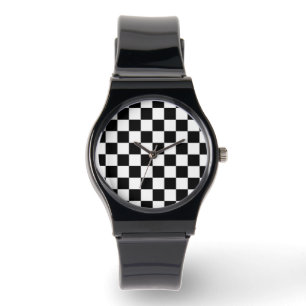 Reloj De Pulsera Retro geométrico negro y blanco