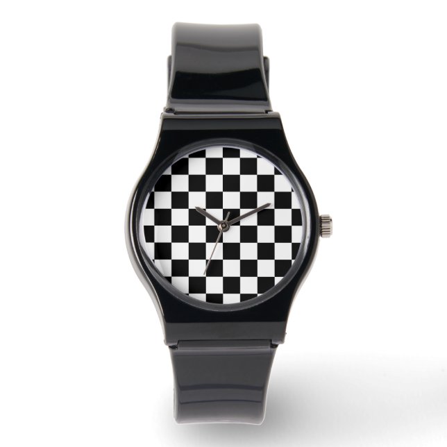 Reloj De Pulsera Retro geométrico negro y blanco (Anverso)