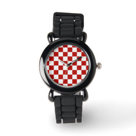 Reloj De Pulsera Retro geométrico rojo cuadrado