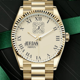 Reloj De Pulsera Retro Hipster Modern Monogram Unique Personalized