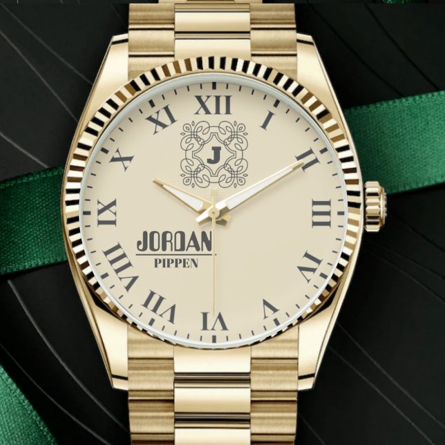 Reloj De Pulsera Retro Hipster Modern Monogram Unique Personalized  (Subido por el creador)