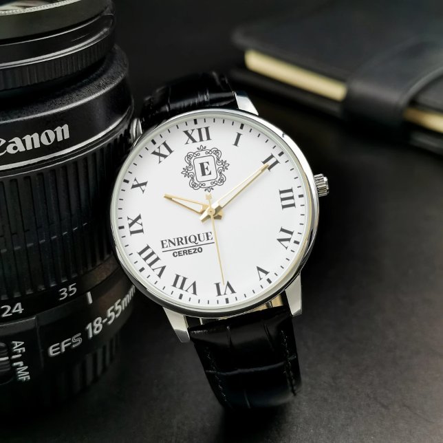 Reloj De Pulsera Retro Hipster Monogram Unique Personalized Design (Subido por el creador)