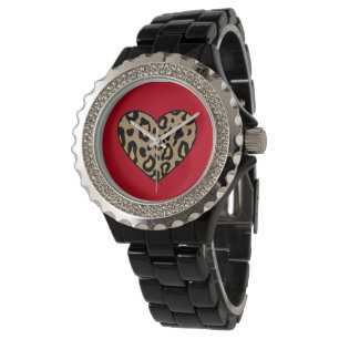 Reloj De Pulsera Retro Leopard Heart Watch