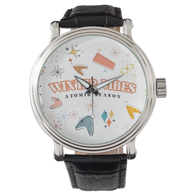 Reloj De Pulsera Retro Mid-Century Modern Atomic Winter Vibes (Anverso)