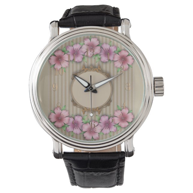 Reloj De Pulsera Retro, patrón floral (Anverso)