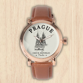 Reloj De Pulsera Retro Prague Landscape in Czech Republic