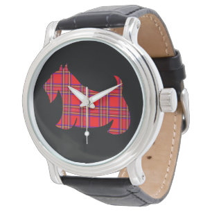 Reloj De Pulsera Retro Red Plaid Scottish Terrier Watch